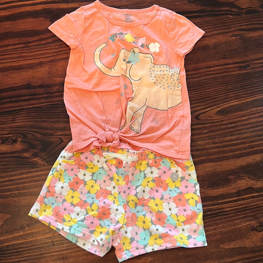 Elephant and Floral shirt/short Set